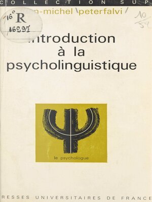 cover image of Introduction à la psycholinguistique